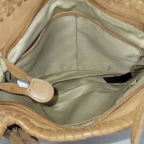 Marta Ponti by Anthropologie Tan Woven Leather Tote Crossbody Shoulder Bag - Picture 8 of 11